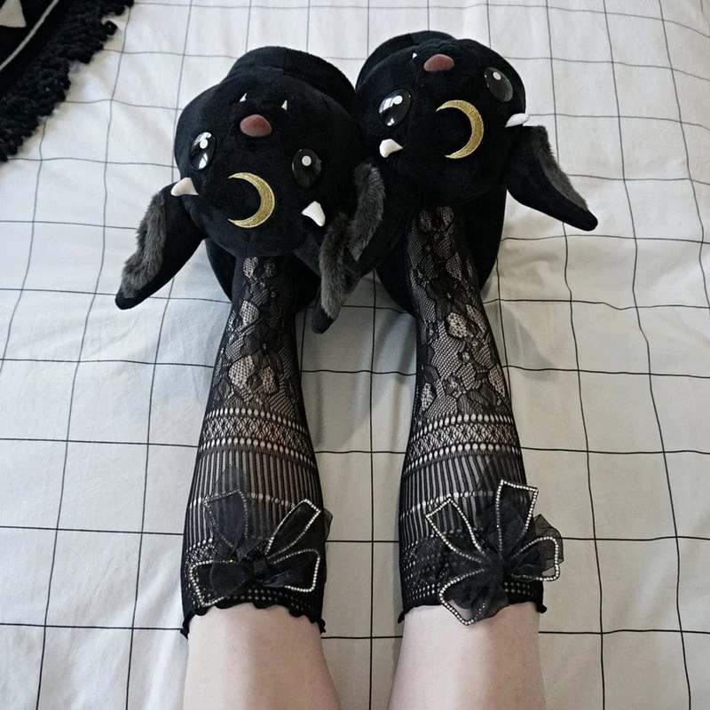 Punk Bowknot spetsstrumpor för kvinnor