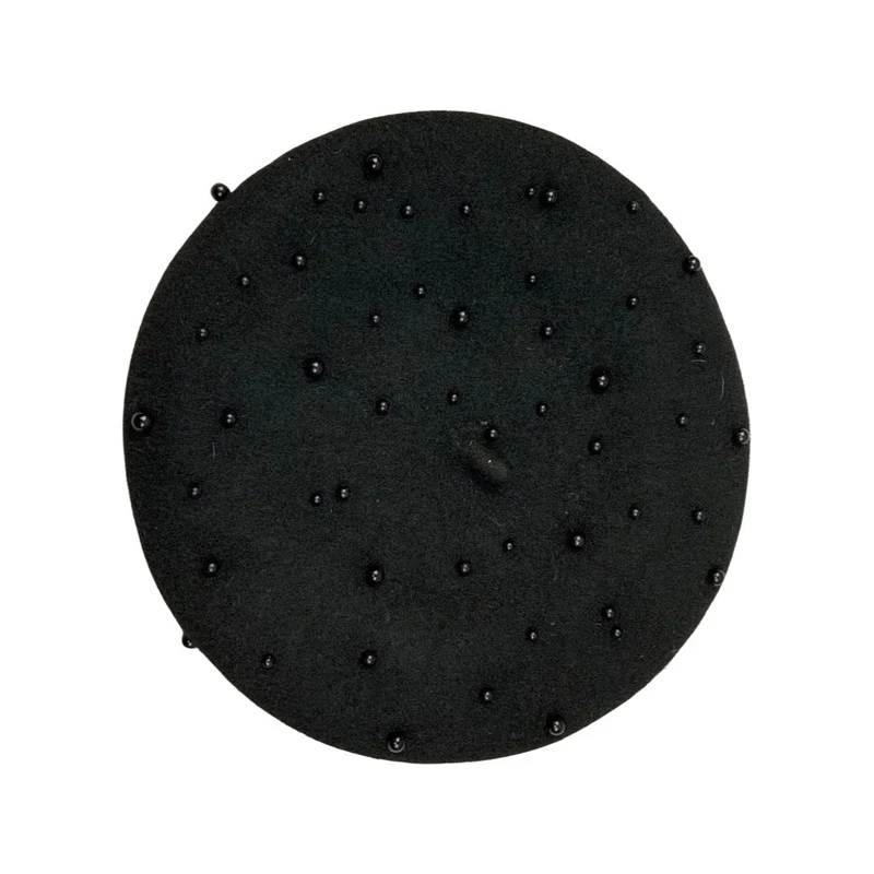Vintage Black Beaded Beret