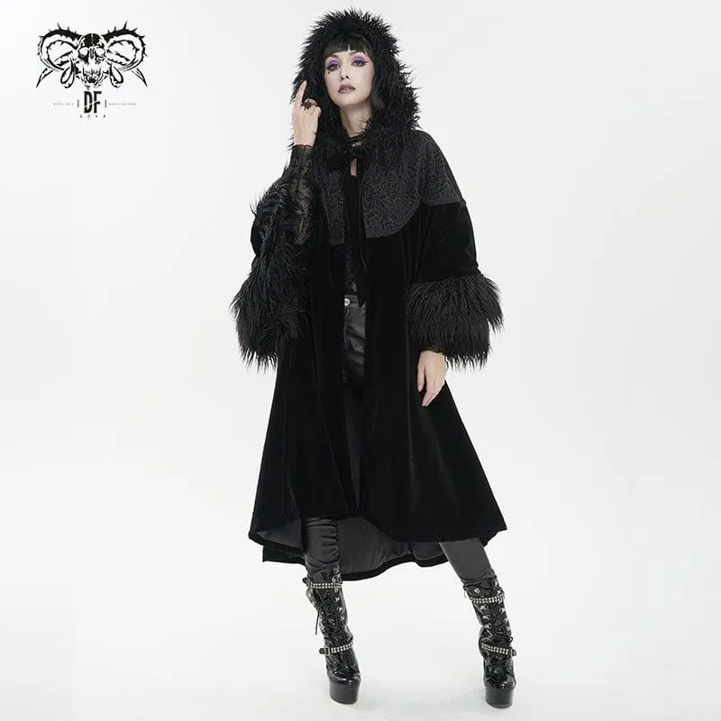 Gothic Fluffy Splice präglad mantel för kvinnor