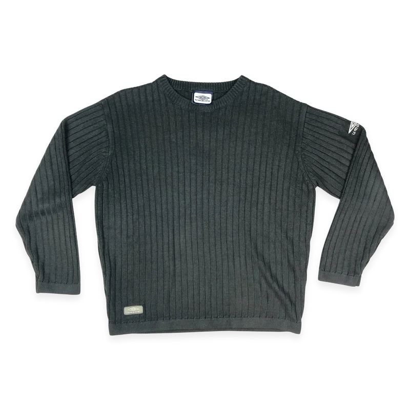 Vintage Y2K Umbro Grey Ribbed Knit Jumper L