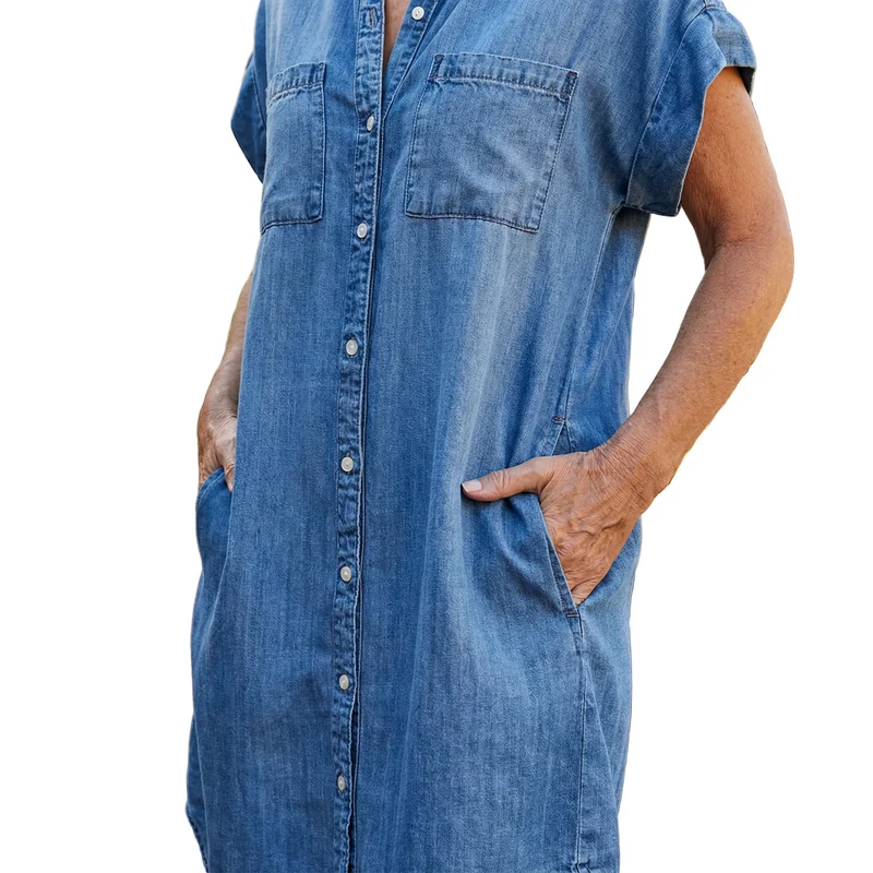 Kvinnors Denim Klänning Avslappnad Chic