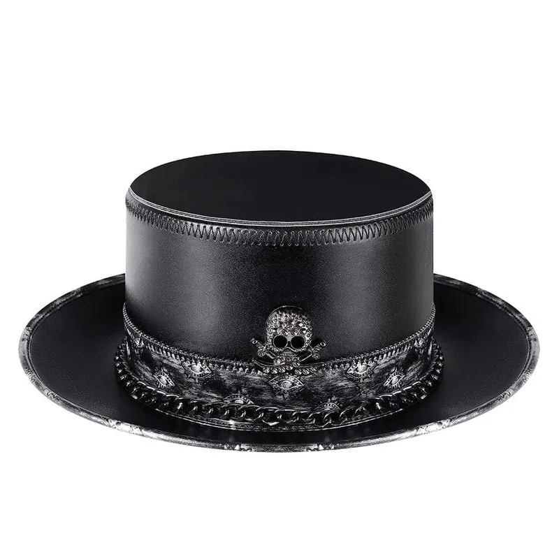 Steampunk spikad konstläderhatt för män