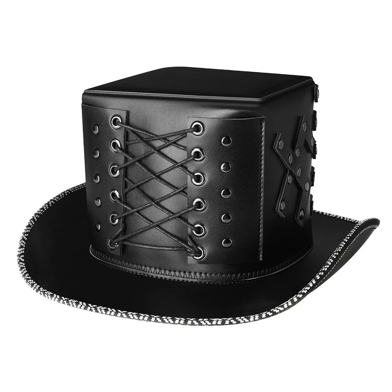 Steampunk spikad konstläderhatt för män