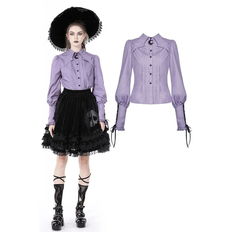 Gothic Star Collar Puffärmad skjorta för kvinnor