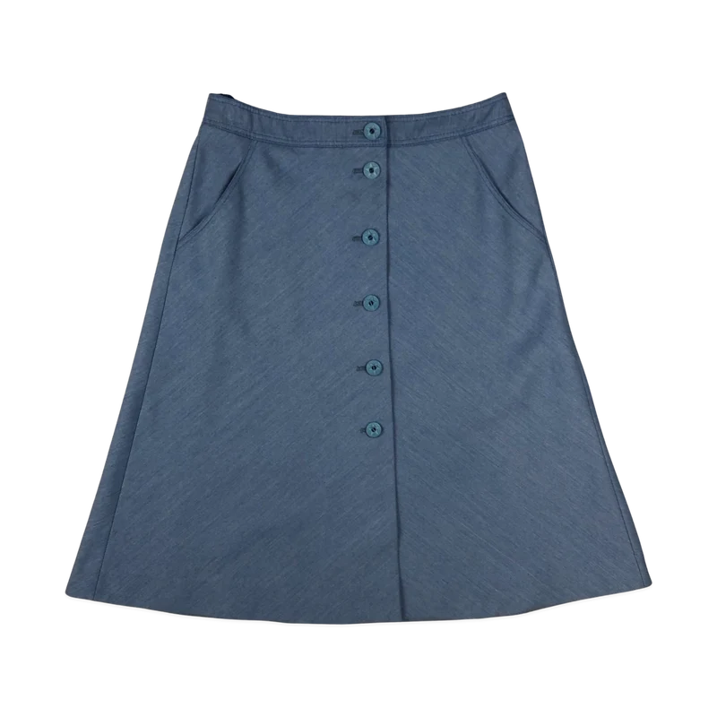 Vintage 60s 70s Blue A-line Skirt 12