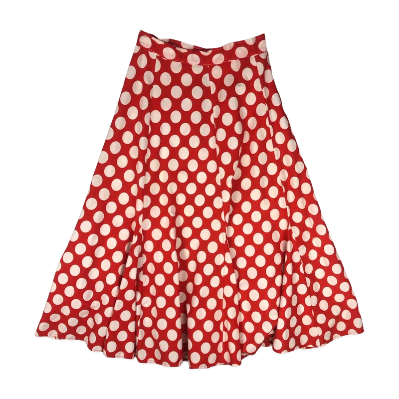 Vintage 60s 70s Polka Dot Print Skirt 8