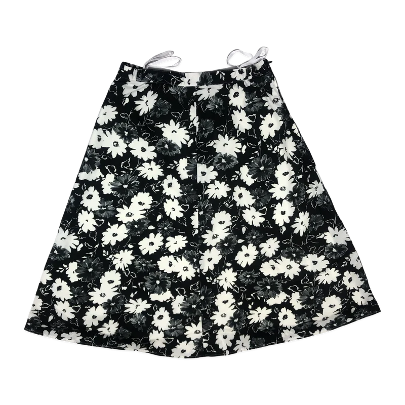 Vintage 60s 70s Black Floral Skirt 12