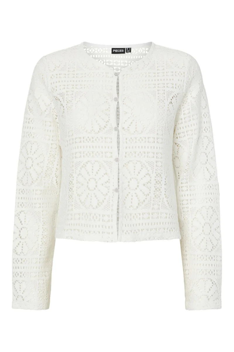 Pieces - Pcbonnie Ls Cardigan - 4938848 Cloud Dancer