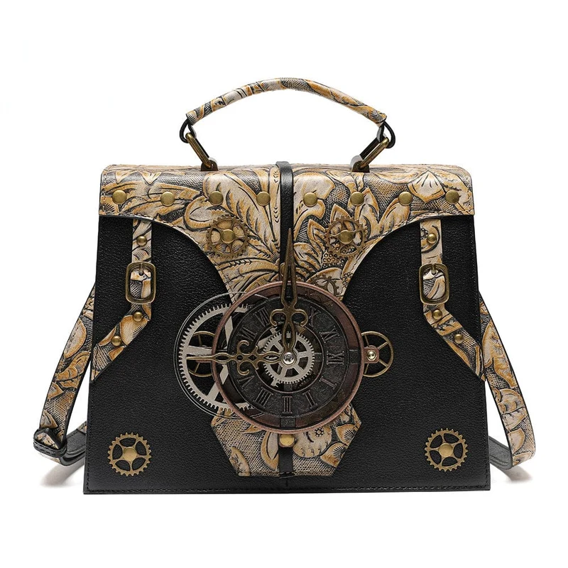 Unisex Steampunk Gear präglad skarvväska