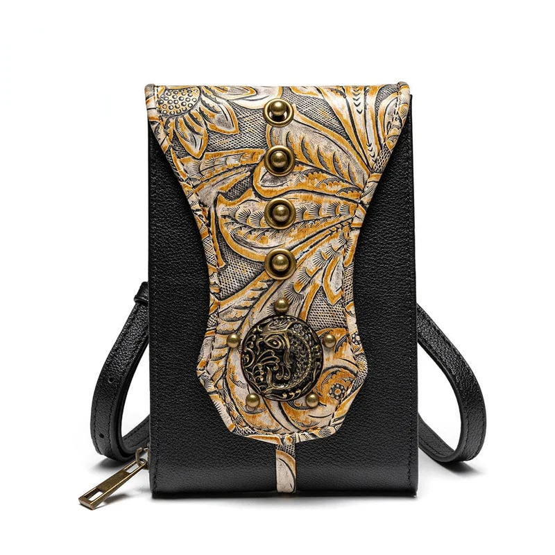 Unisex Steampunk Rivets präglad miniväska