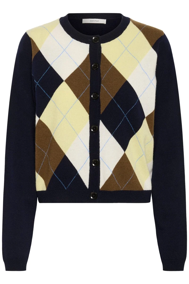 Gestuz - Gzmanzi Multi Cardigan 10910840 - 108825 - Skycaptain/Brown/Yellow Plum
