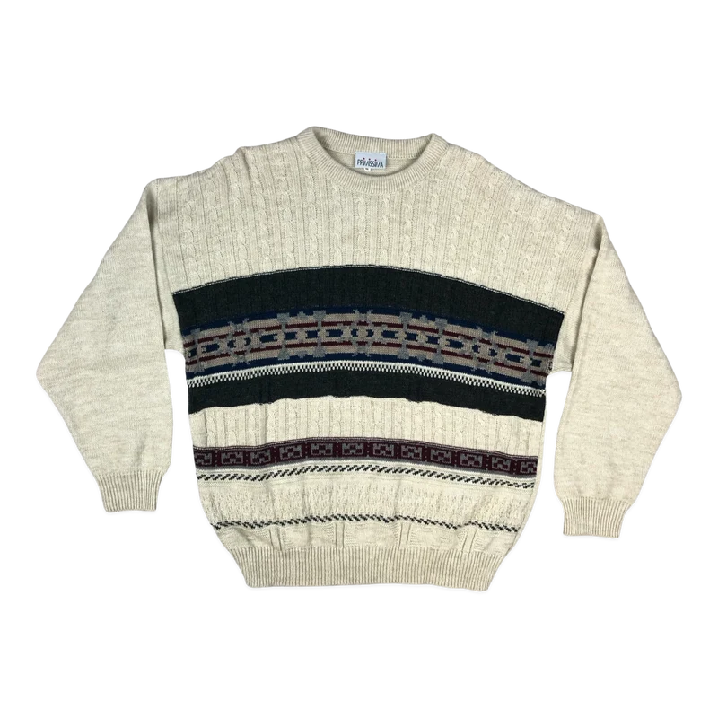 Vintage 80s Patterned Cable Knit Jumper XXL