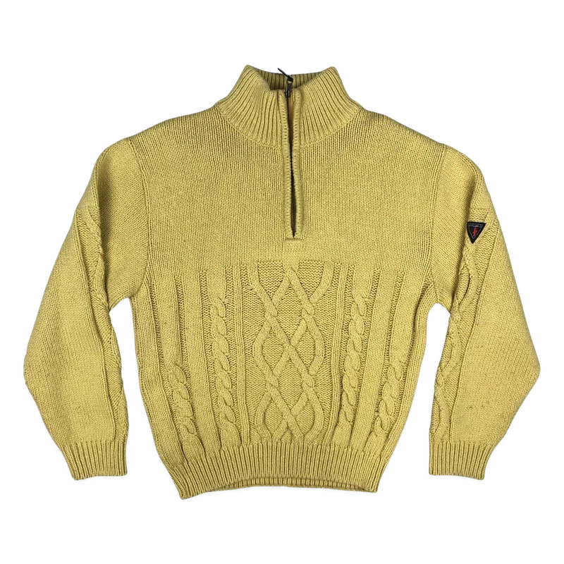 Vintage 80s 1/4-zip Beige Cable Knit Jumper XXL