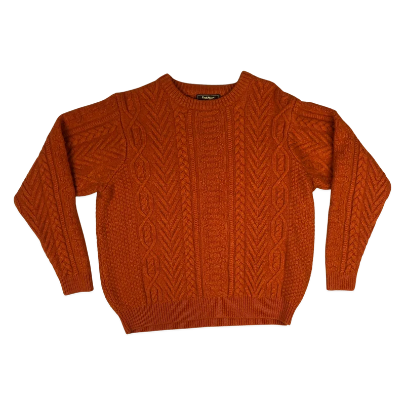 Vintage Orange Cable Knit Jumper L