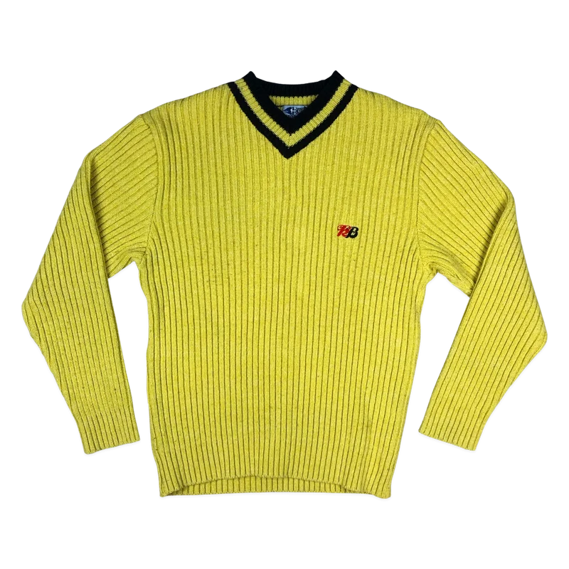 Vintage Yellow Ribbed Knit Jumper M