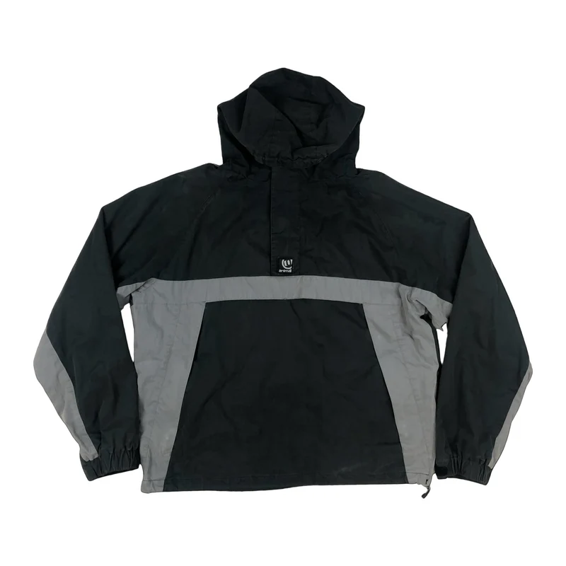Vintage Y2K Animal Black Grey Pull-Over 1/2 Zip Outdoor Jacket XXL