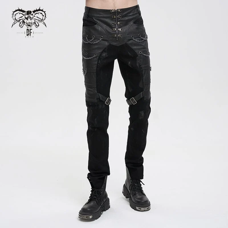 Gothic Distressed konstläderbyxor för män