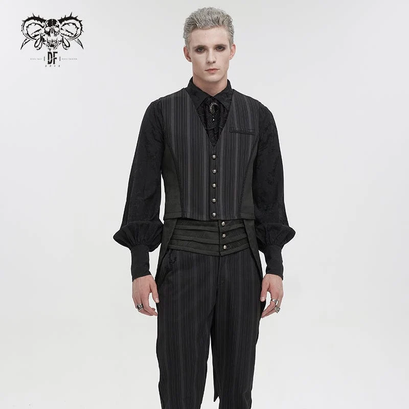 Gothic Stripes väst för män Svart med avtagbar sväljsvans