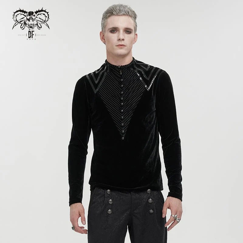 Gothic Stripes Splice Velvet Shirt för män