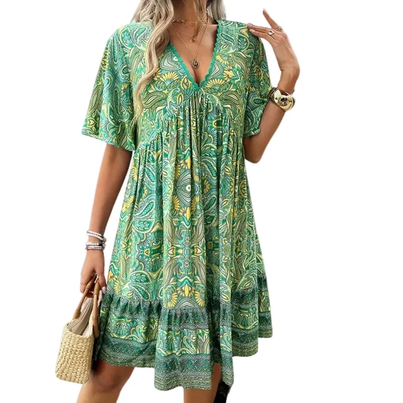 Kvinnors Boho Miniklänning Paisleymönster
