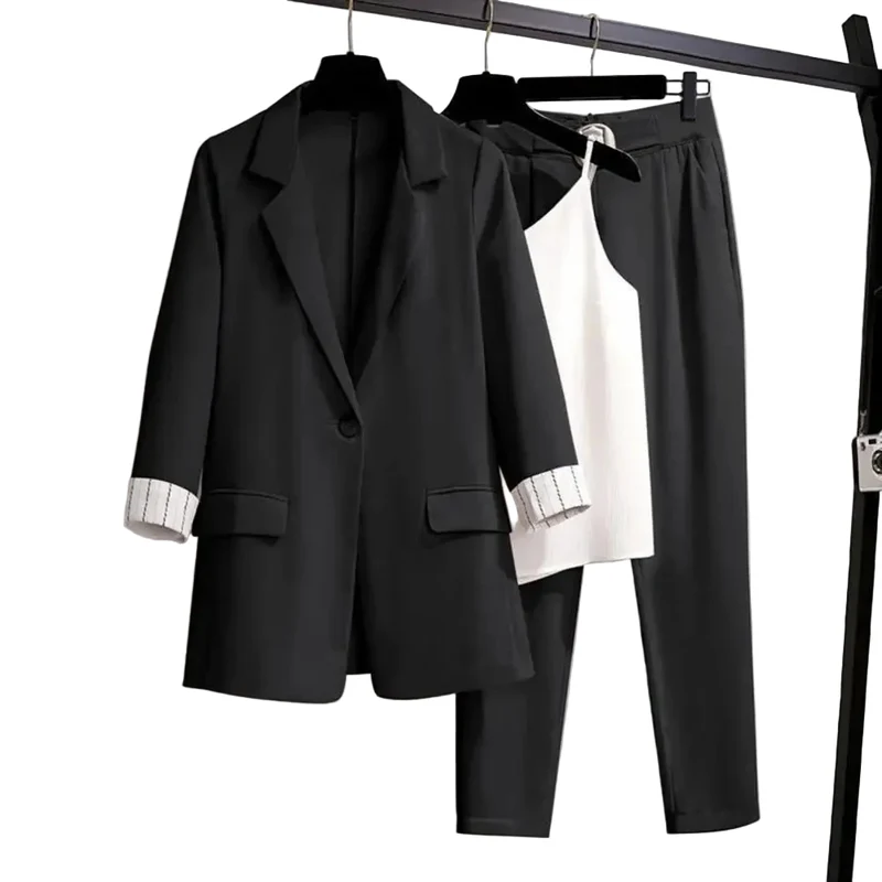 Kvinnors Koordinerat Blazer Set med Byxor och Topp Modern Stil