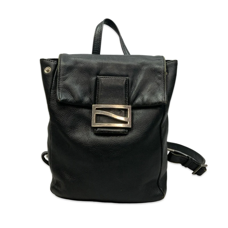 90s Black Leather Back Pack