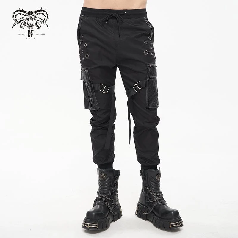 Punk mäns joggingbyxor med stor ficka