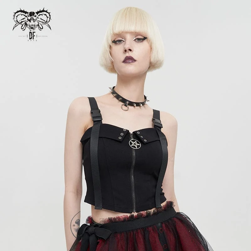 Punk Star Zipper Buckle Bustier för kvinnor