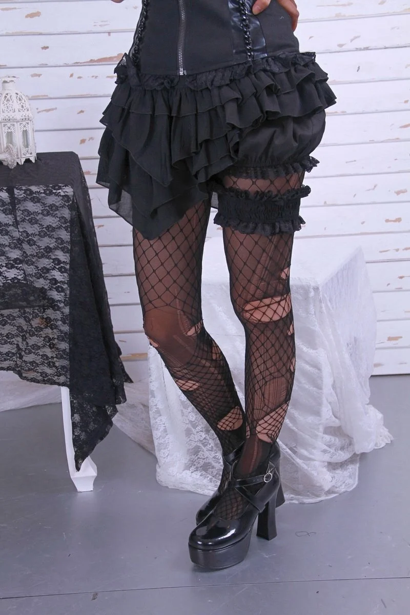 Steampunk Irregular Layered Divided Shorts för kvinnor med strumpeband