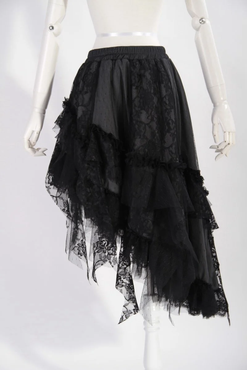Dams Steampunk Irregular Lace Splice Layered Skirt