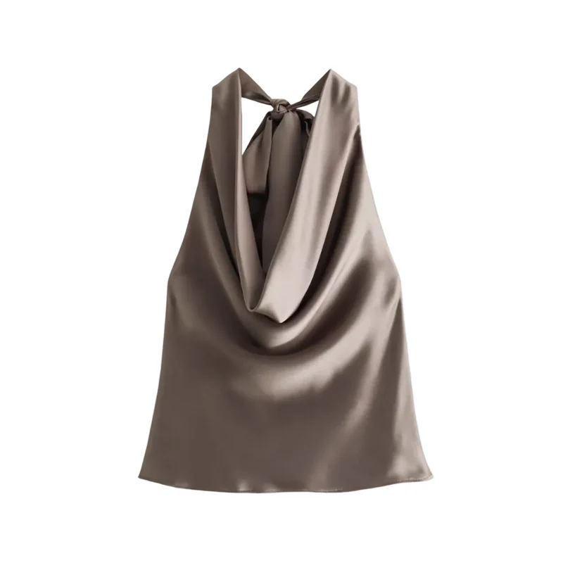 Kvinnors Draperad Tank Top med Halterneck