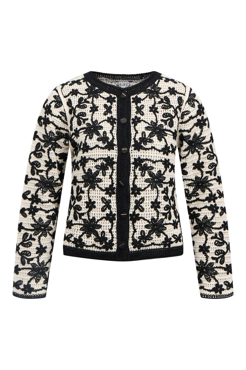 Object - Objcari L/S Re Cardigan 143 - 4994720 Birch Black