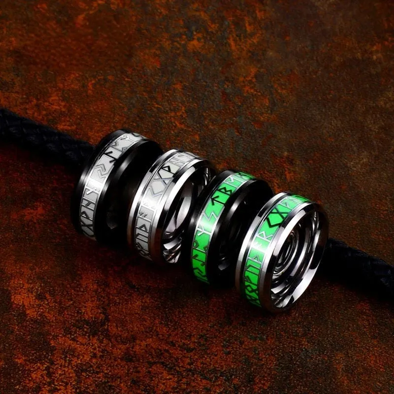 Mäns Punk Viking Letter snidade självlysande ring