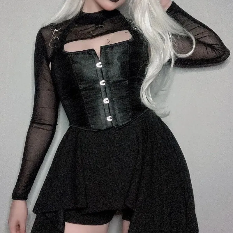 Kvinnor Punk Strappy Halterneck Overbust Korsett