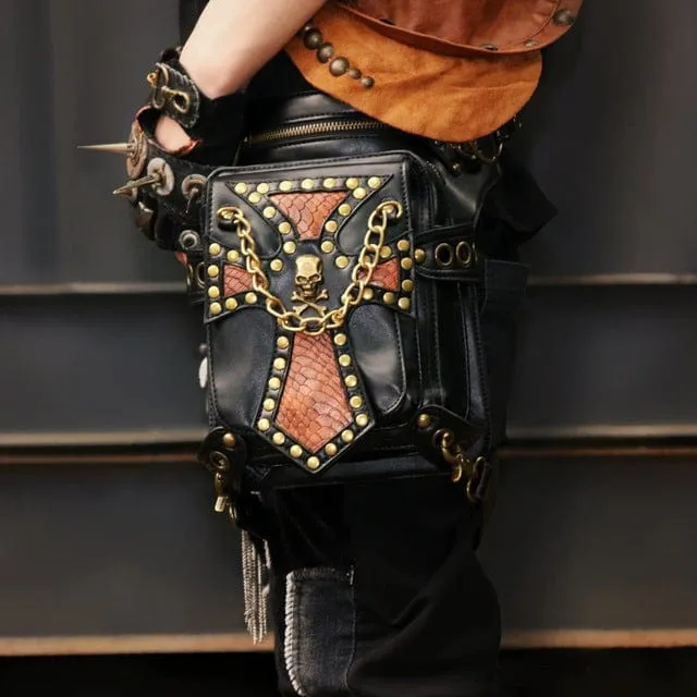 Steampunk dubbelfärgad motorcykelväska