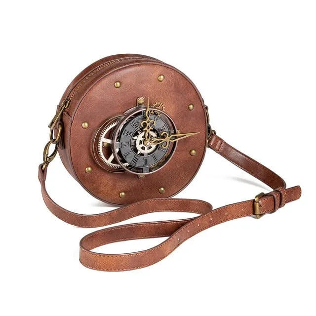 Steampunk Circular Clock Axelväska