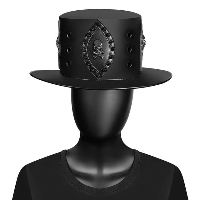 Steampunk Rivet Skull Hat för män