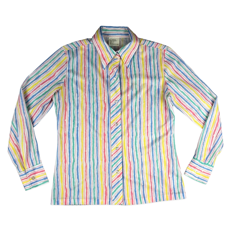 Vintage 70s Striped Multicolour Blouse 12