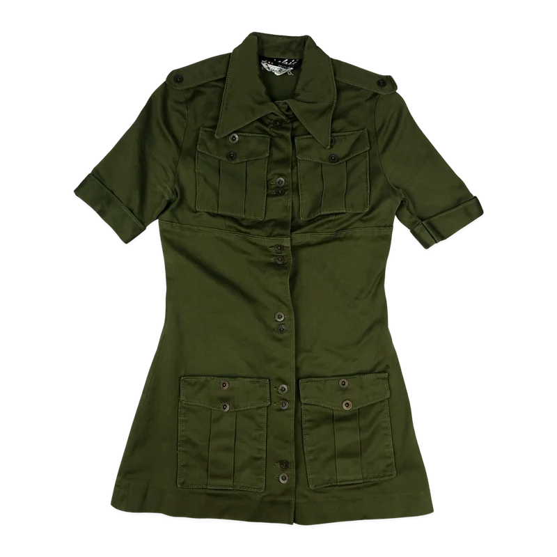 Vintage Green Safari Minidress 8