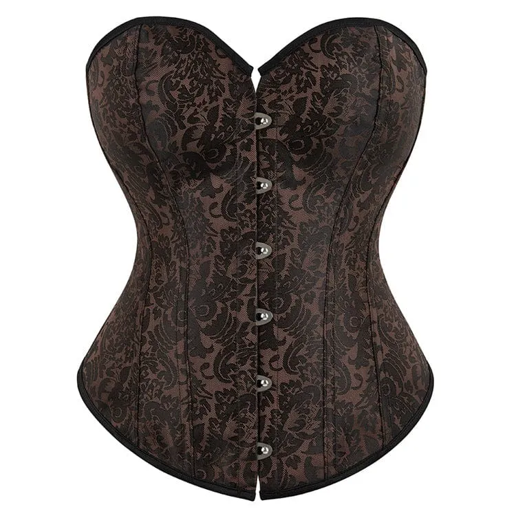Gothic Strappy Floral Printed Overbust Korsett för kvinnor