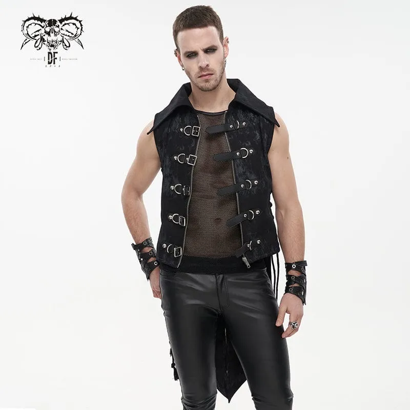 Gothic turn-down krage för män Svalstjärtad spännväst