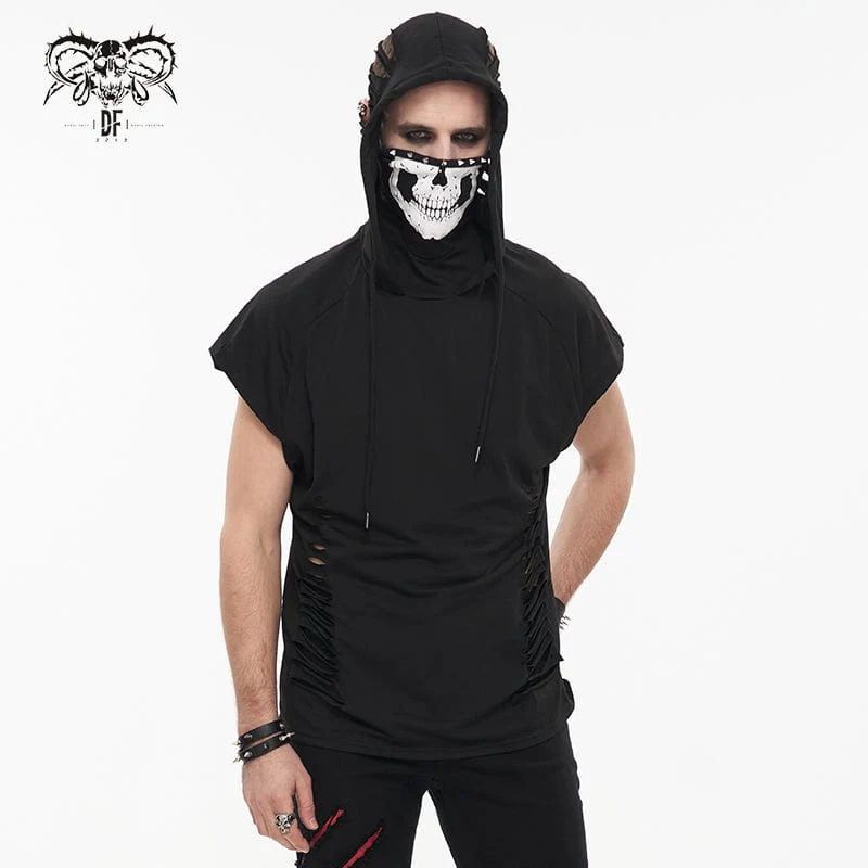 Punk Skull Printed Ripped Shirt för män
