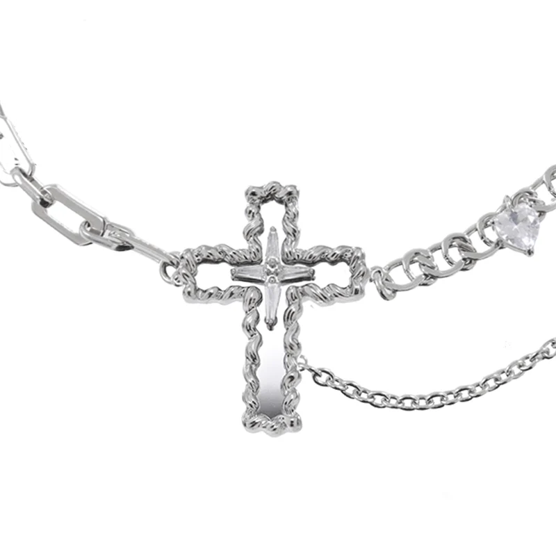 Kvinnors Punk Cross Chain Halsband