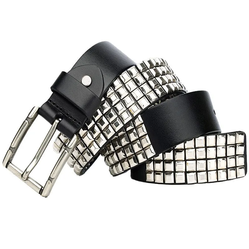 Punk silver helnitar för män läderbälte