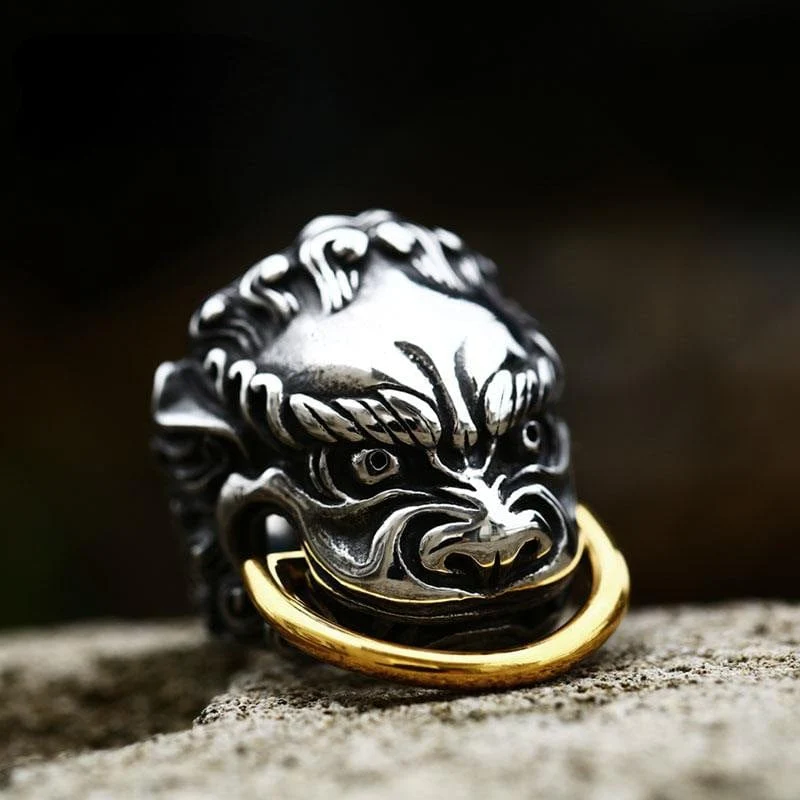 Punk Gatekeeper Beast Ring för män