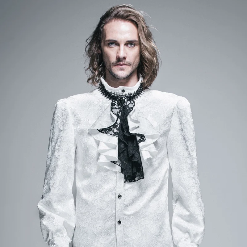 Gothic Contrast Color Multilayer Lace Neckwear för män