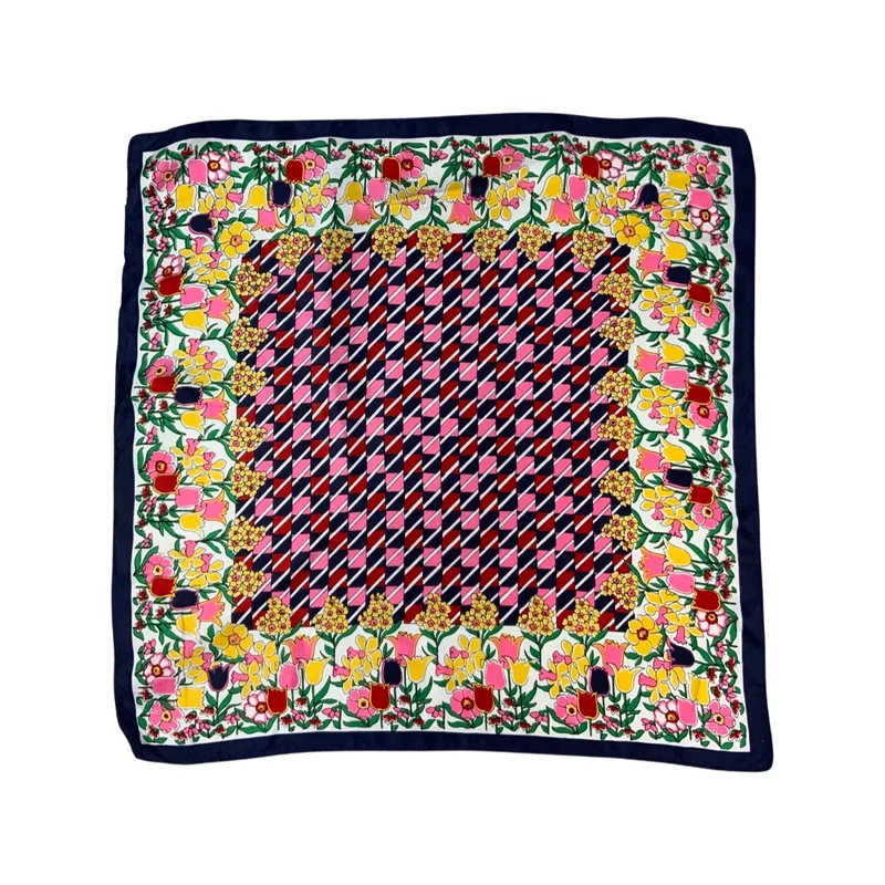 Vintage Floral Checked Scarf