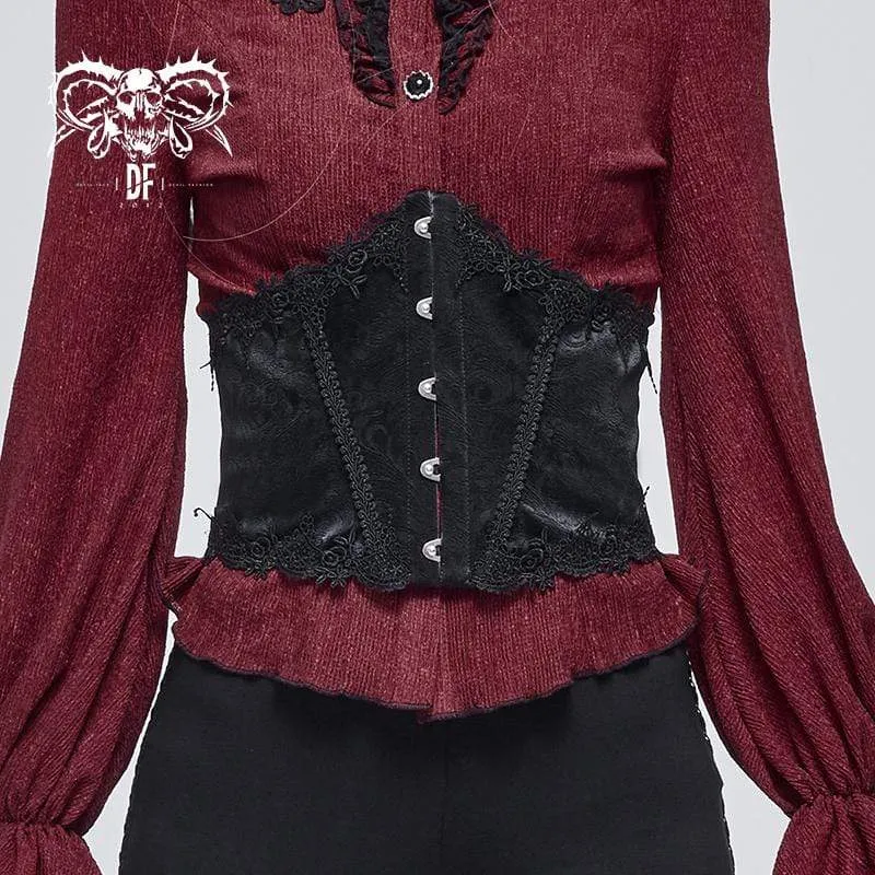 Gothic Floral Strappy Underbust Korsett för kvinnor