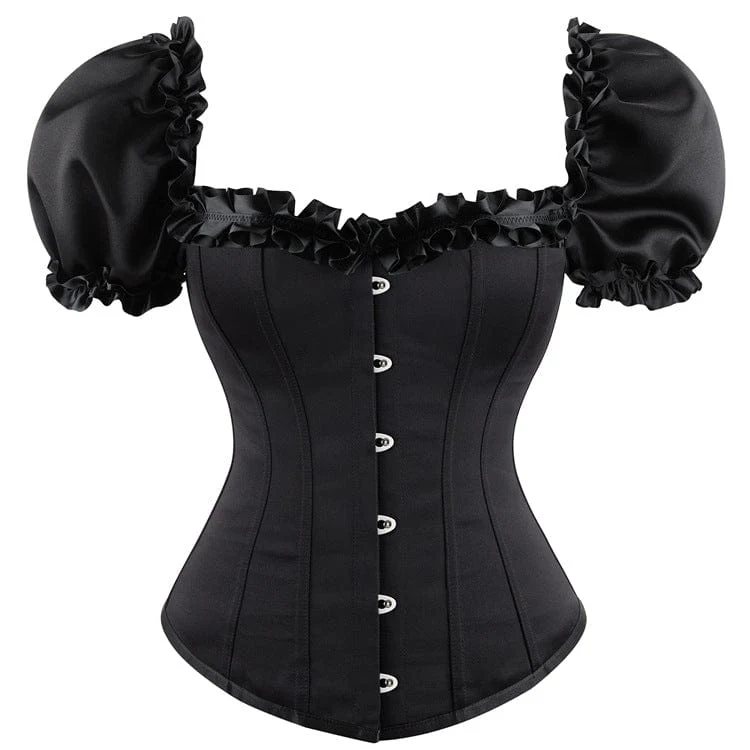 Gothic Vintage Puff Sleeved Overbust Korsett för kvinnor