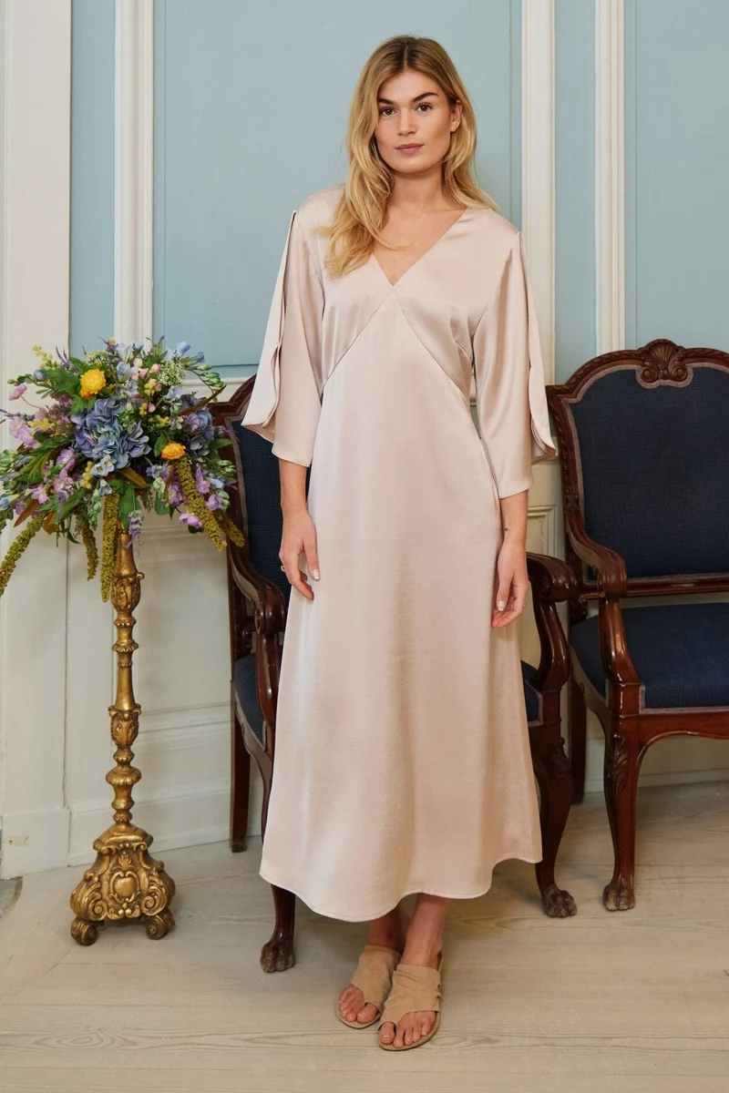 Neo Noir - Remara Heavy Sateen Dress 168447 - 720 - Champagne